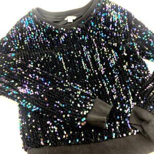 Girls Sequin Top Size 14 Black Children Kids Long Sleeve Habitual